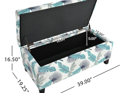 Charming Floral Storage Ottoman With Upholstered Fabric