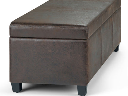 Avalon - Storage Ottoman Bench - Distressed Brown