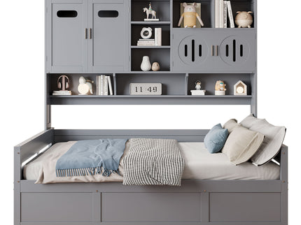 Daybed With All-In-One Cabinet And Shelf