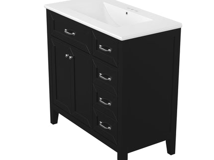 Modern Bathroom Vanity With Sink, Freestanding Design With Drawers And Doors