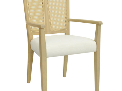 Mid Century Modern Arm Dining Chairs With Rattan Backrest