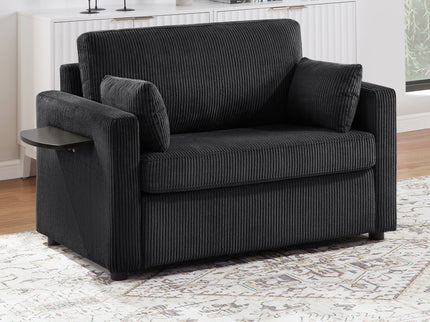 Sleeper Sofa With Foldable Mattress, USB Ports, Side Table & Storage Pocket