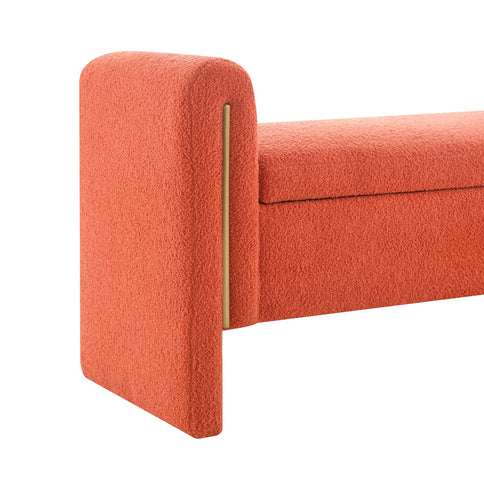 Modern Teddy Upholstered Large Bed End Bench With Arms And Storage