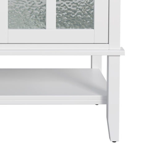 Bathroom Vanity With Ceramic Sink, Adjustable & Open Shelf