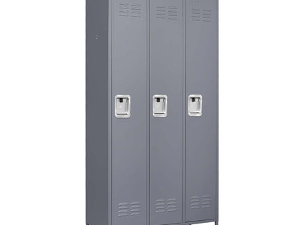 3 Door Lockers With Lock For Home, Gym, Office, School, And Garage - Gray