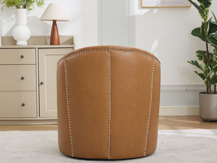 Swivel Accent Chair With 360° Smooth Spin - Black / Light Brown / Silver