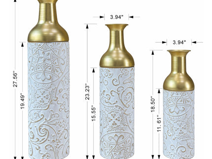 Floor Vases, Tall Home Decor Vases (Set of 3) - White / Gold