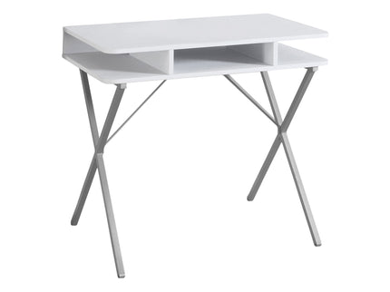 Computer Desk For Home Office, Laptop, Storage Shelves, Modern Convenient Design - White