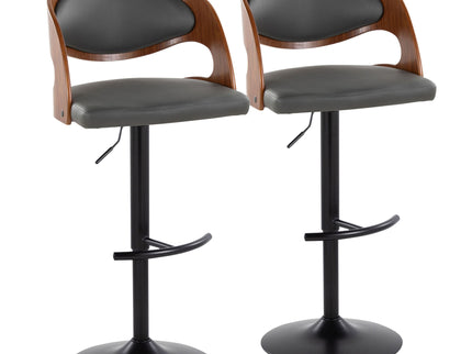 Pino - Mid Century Modern Adjustable Barstool With Swivel With Rounded T Footrest (Set of 2)