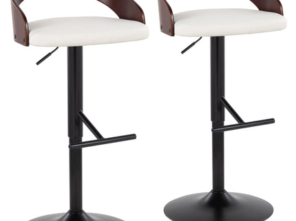 Grotto - Contemporary Adjustable Barstool With Swivel & Straight T Footrest (Set of 2)