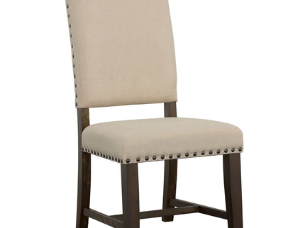 Upholstered Side Chair With Nailhead Accents (Set of 2) - Beige