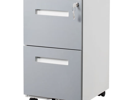 3 Drawer Mobile Locking File Cabinet, Rolling Filing Cabinet For Letter / A4 Size With 5 Wheels - Gray