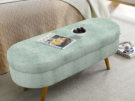 Modern Ottoman Oval Storage Bench With Rubber Wood Legs