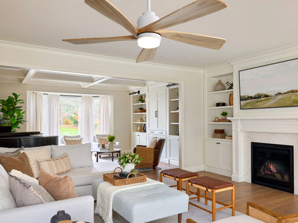 52" Smart Remote Control Ceiling Fan With Dimmable LED Light, 5 Blades, Reversible DC Motor - White