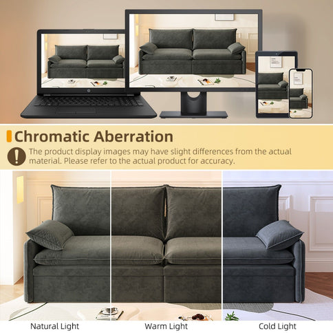 4 Seat Convertible Sleeper Sofa Bed, Modern With Storage