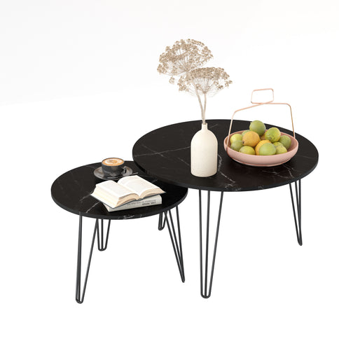 Round Nesting Coffee Table For Living Room (Set of 2)