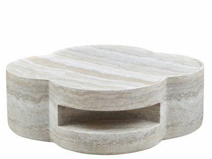 Clover Round Coffee Table With Open Storage - Marble