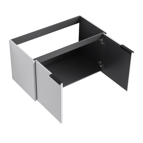 Contemporary Wall Mounted Bathroom Vanity With Resin Double Sink