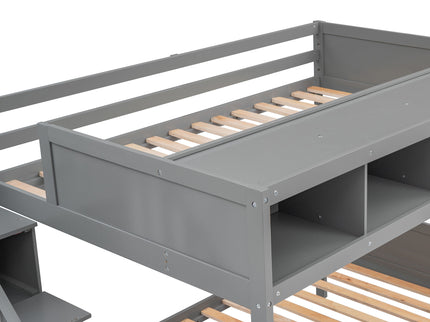 Bunk Bed With Shelfs, Storage Staircase And 2 Drawers