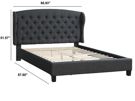 Bed With Adjustable Button Tufted Headboard