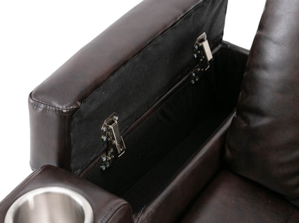 Power Recliner With Storage Arms, Cupholders, Swivel Tray Table And Cell Phone Stand - Brown
