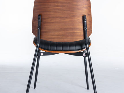 Dining Chairs (Set of 2) Mid-Century Modern Retro Chair With Walnut Bentwood Back Upholstered Seat Metal Legs Adjustable Foot For Kitchen Dining Room Chairs