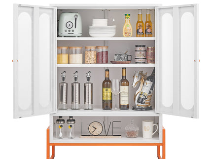Modern Metal Shoe Cabinet With DoublebSided Doors And Adjustable Partitions