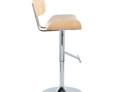 Lombardi - Contemporary Adjustable Barstool With Swivel With Straight T Footrest (Set of 2)