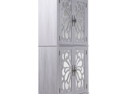 Modern Sideboard Buffet With 4 Mirrored Doors, Adjustable Shelves