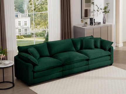 Mid-Century Modern 3 Seater Sectional Sofa With Arm And Throw Pillows