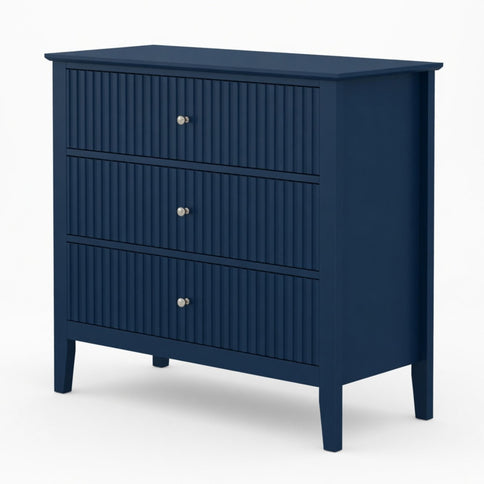 Fluted 3 Drawer Nightstand With Soft Close Slides