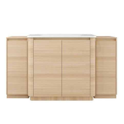 Freestanding Bathroom Vanity With Sink, 2 Small Storage Cabinets, Soft Close Doors