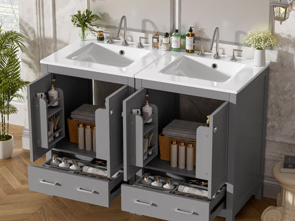 Bathroom Vanity With Integrated Undermount Ceramic Sink, 2 Doors And 1 Drawer, Soft Close Hinges