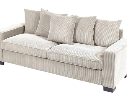 Luxe Sofa With 5 Matching Toss Pillows, Sleek Design, Spacious And Comfortable 3 Seater Couch