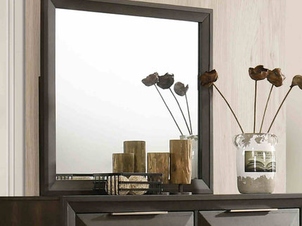 Dresser With Mirror Beveled Bracket Feet Handles 8 Drawers - Espresso