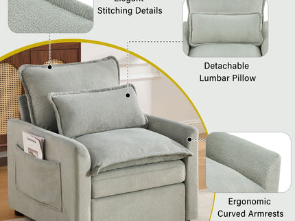 Modern Single Seat Accent Chair With Side Storage Pockets