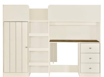 Loft Bed With Built In Wardrobe, Desk, Shelves, And Drawers