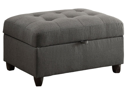 Storage Ottoman With Tufted Design - Gray