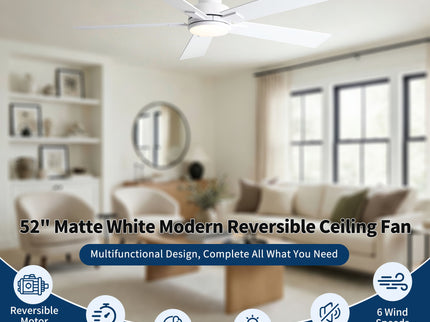 Reversible Motor Integrated LED Dimmable Ceiling Fan With Light