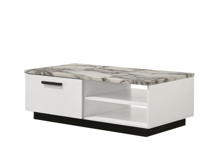 Matilda - Coffee Table With White Faux Marble Top - White