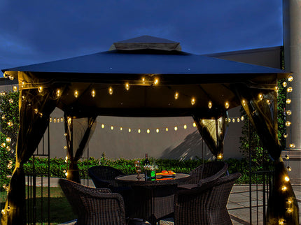 Patio Gazebo Tent With Ventilated Double Roof And Mosquito Net