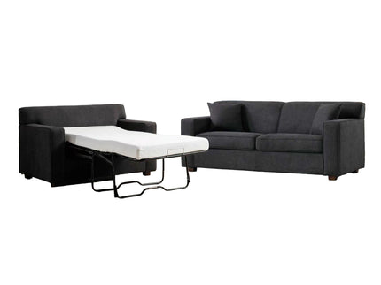 Convertible Sleeper Loveseat & Chair Set With Fold Out Mattress, Loveseat & Chair - Gray