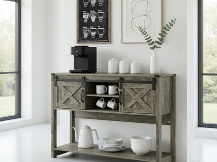 Farmhouse Entryway Table With Sliding Barn Door
