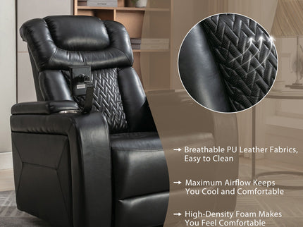 270 Degree Swivel Power Recliner With Tray Table, Phone Holder, Cup Holder, USB Port