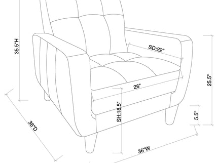 Track Arm Accent Chair With Tufted Upholstery - Black
