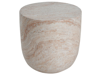 Outdoor / Indoor, Lightweight Concrete Side Table With Travertine - Beige