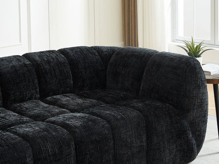Quilted Cloud Sofa With Rounded Armrests And Piano Key Backrest Design