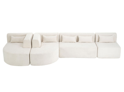 Upholstered Sofa Free Combined Sofa Couch With 2 Chaise Lounge And Five Back Pillows For Living Room