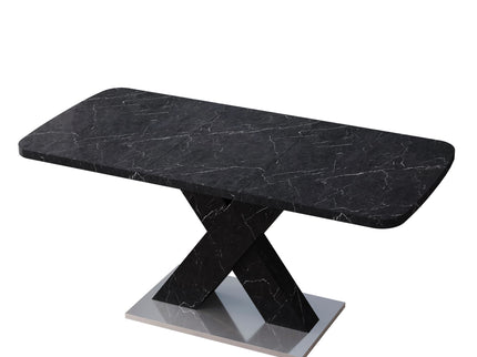 Modern Rectangle Dining Table With Stretchable TopAnd X Shape Legs
