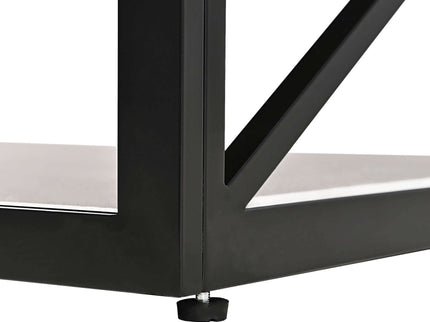 Industrial Style Coffee Table For Bedroom & Living Room With Tempered Glass & Wood Grain - Wood